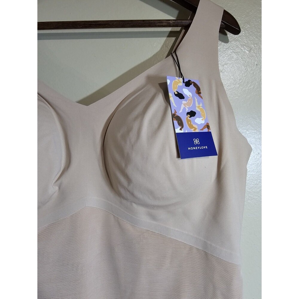 Honeylove LiftWear Tank Bodysuit Shapewear Beige 3X Plus Firm Wireless - Picture 2 of 10